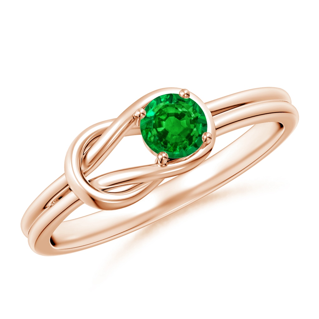 4mm AAAA Solitaire Emerald Infinity Knot Ring in Rose Gold