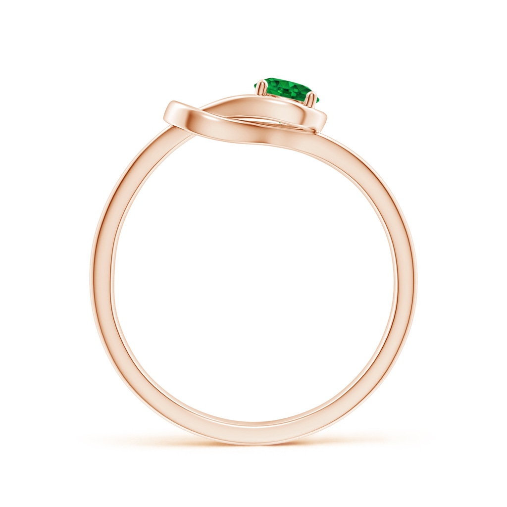 4mm AAAA Solitaire Emerald Infinity Knot Ring in Rose Gold Side 199