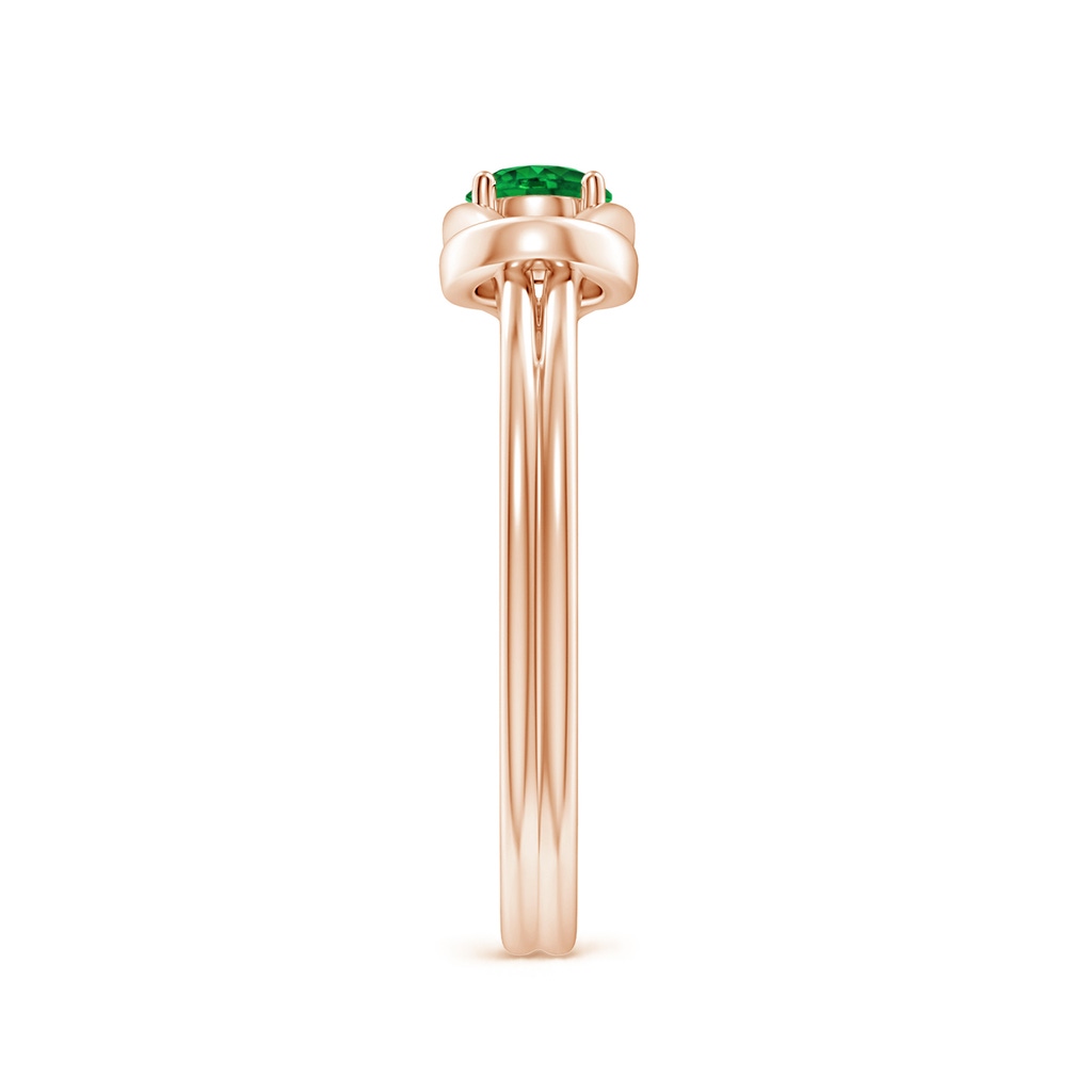 4mm AAAA Solitaire Emerald Infinity Knot Ring in Rose Gold Side 299
