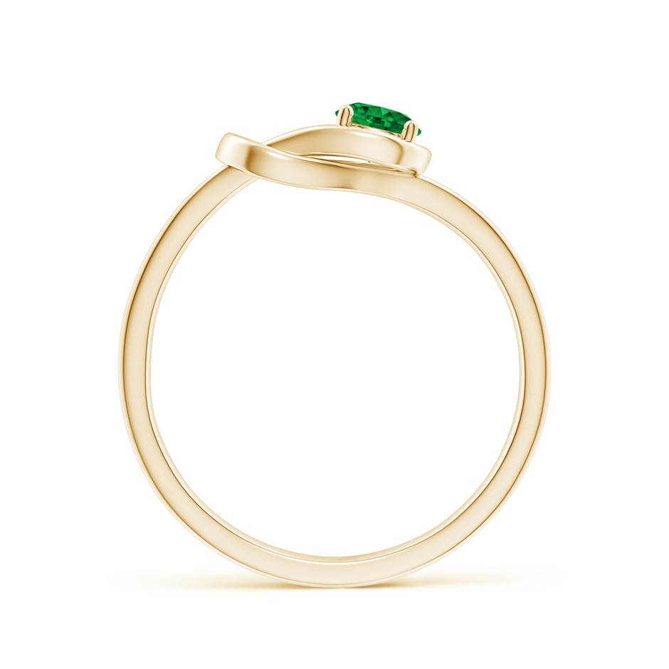4mm AAAA Solitaire Emerald Infinity Knot Ring in Yellow Gold side 199