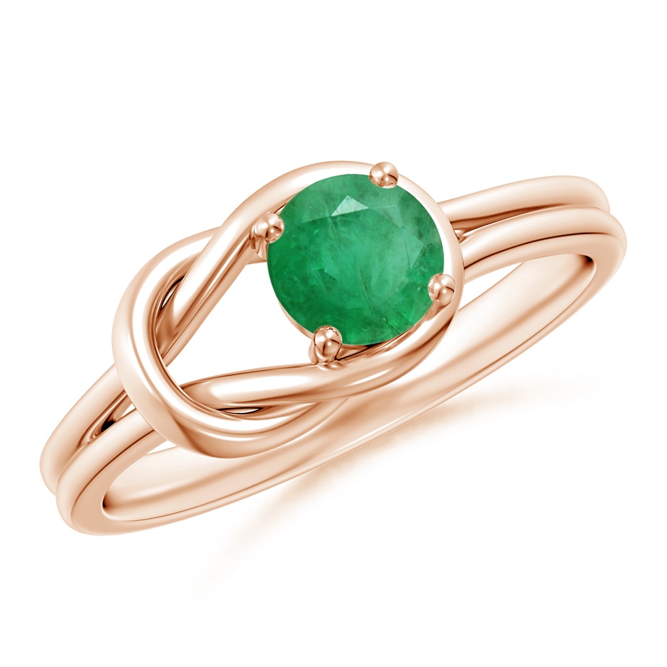 5mm A Solitaire Emerald Infinity Knot Ring in Rose Gold 