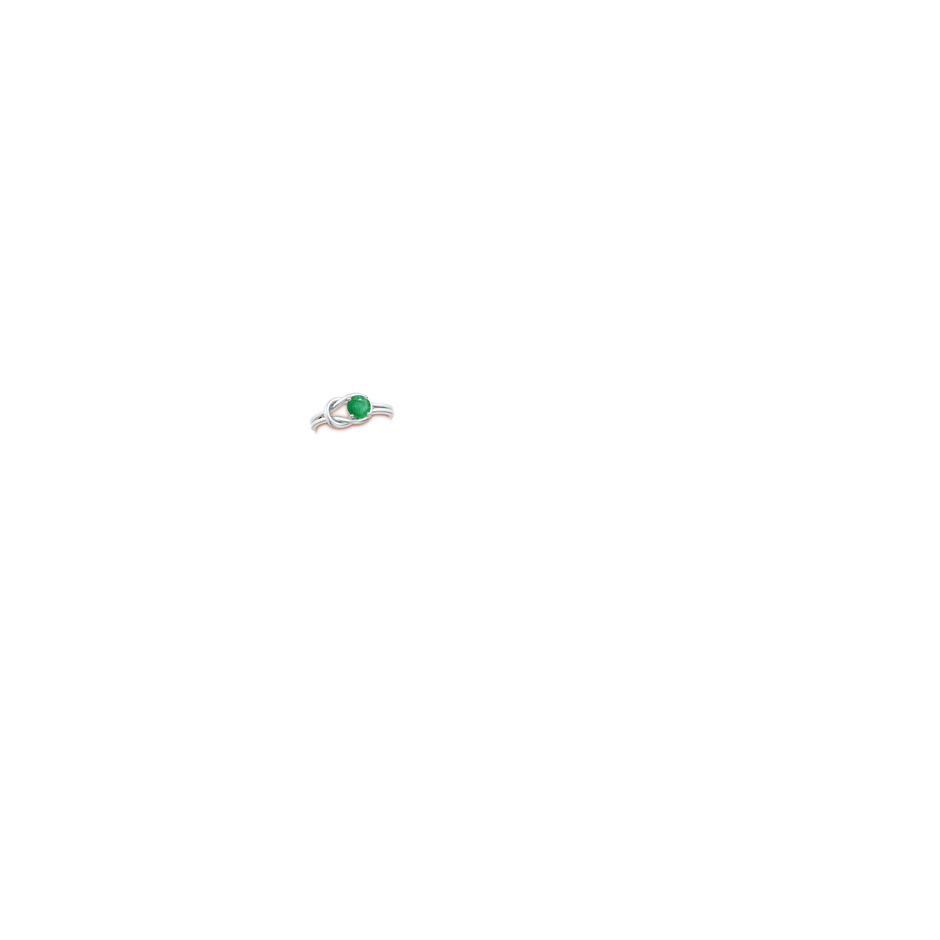 5mm A Solitaire Emerald Infinity Knot Ring in White Gold hand