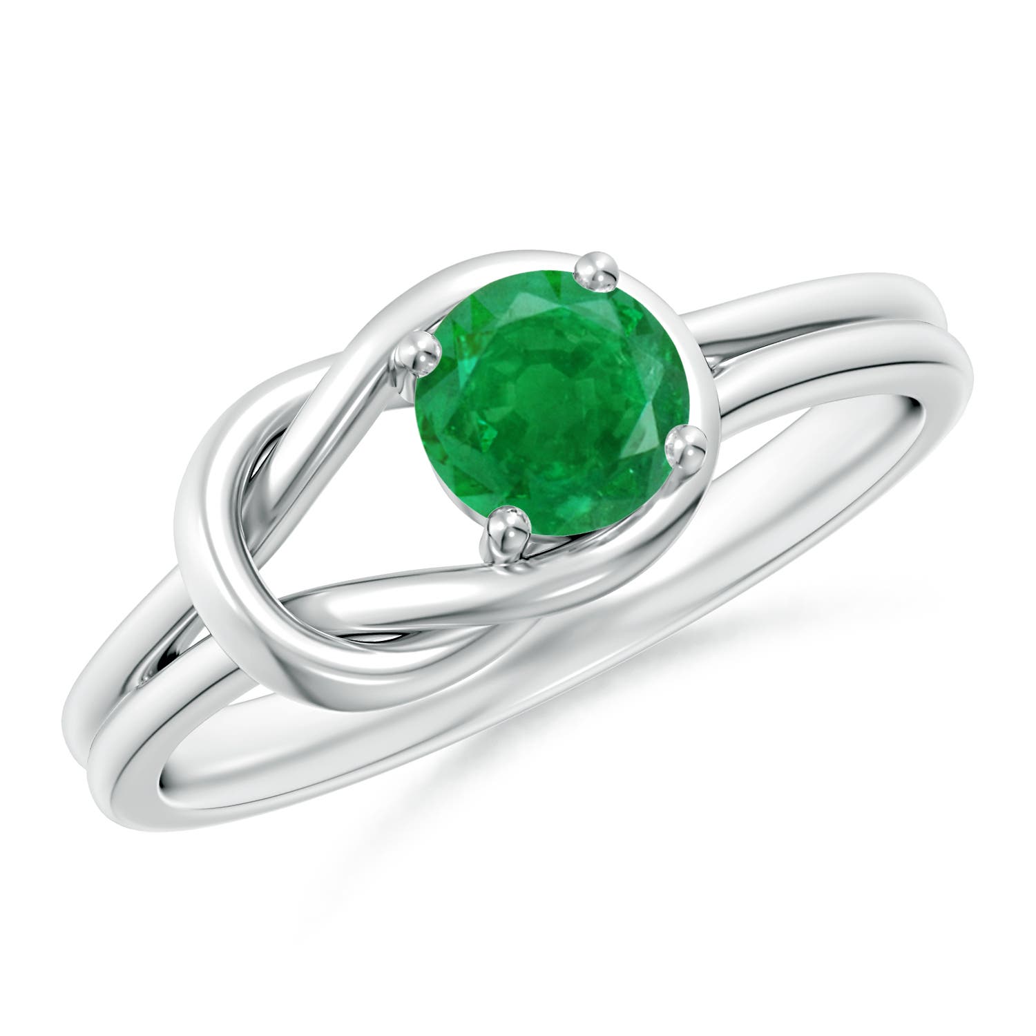 Angara Germany Angara 0.45 Carat Solitaire Emerald Infinity Knot Engagement Ring in Platinum SR0415E-PT-AA-5