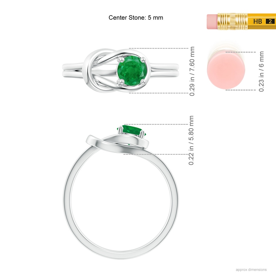 5mm AA Solitaire Emerald Infinity Knot Ring in P950 Platinum ruler