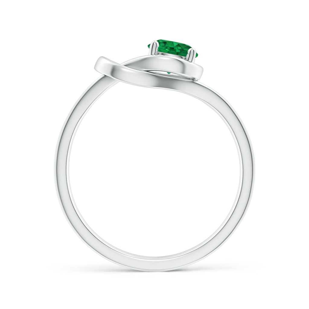 5mm AAA Solitaire Emerald Infinity Knot Ring in P950 Platinum Side 199