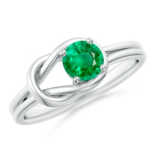 5mm AAA Solitaire Emerald Infinity Knot Ring in White Gold
