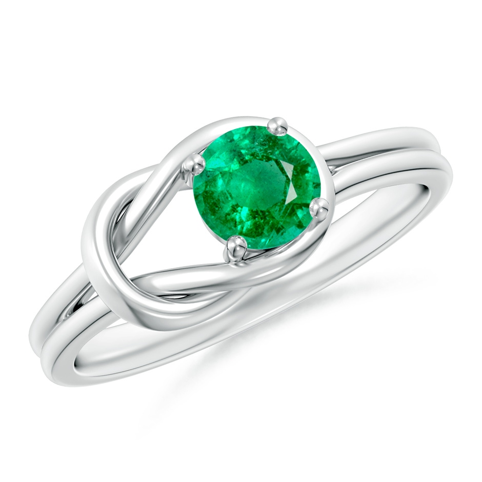 5mm AAA Solitaire Emerald Infinity Knot Ring in White Gold 