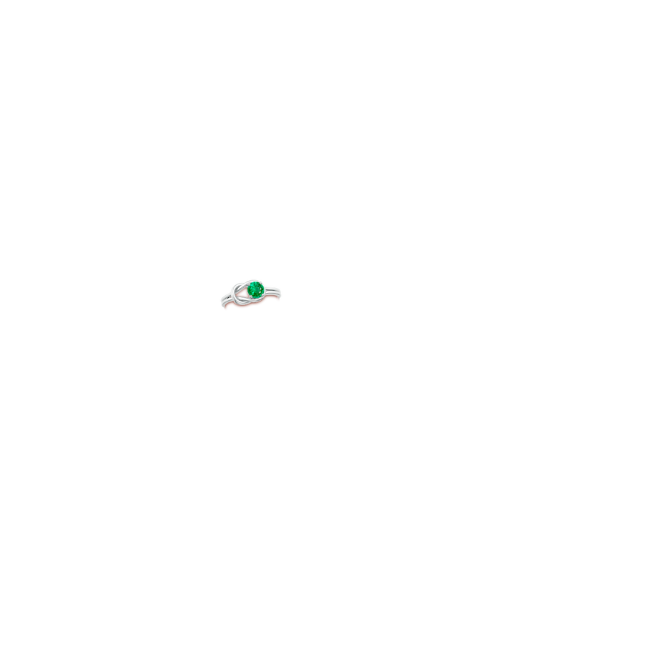 5mm AAA Solitaire Emerald Infinity Knot Ring in White Gold hand