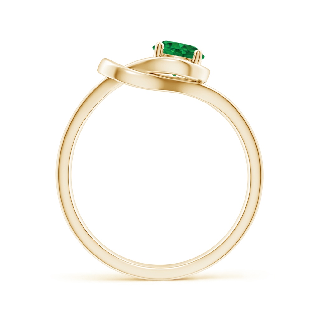 5mm AAA Solitaire Emerald Infinity Knot Ring in Yellow Gold Side 199