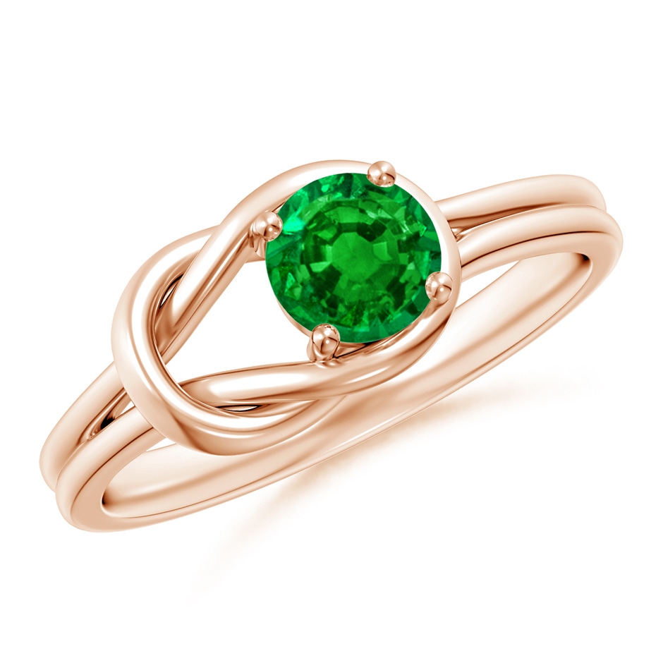 5mm AAAA Solitaire Emerald Infinity Knot Ring in Rose Gold 