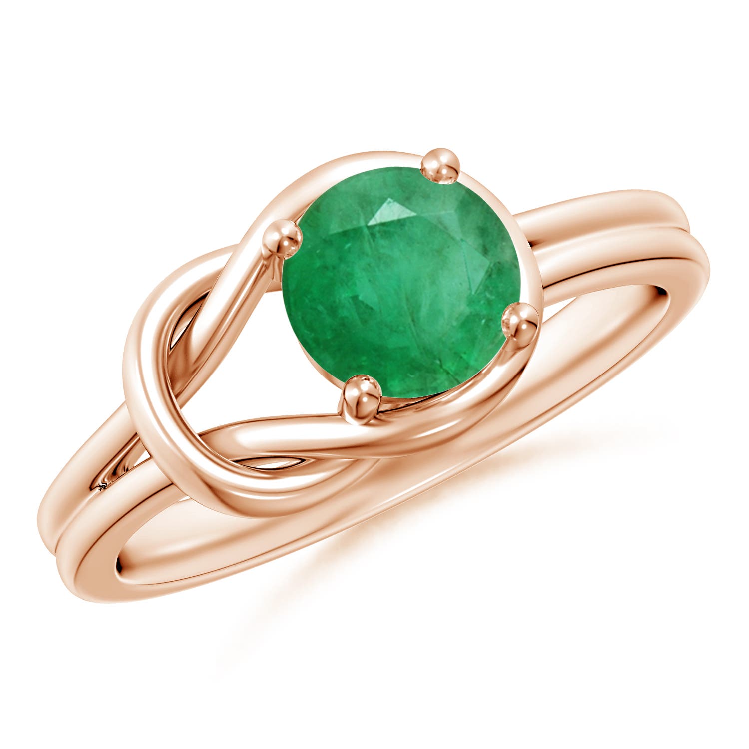 Angara Germany Angara 0.75 Carat Solitaire Emerald Infinity Knot Engagement Ring in 14K Rose Gold SR0415E-RG-A-6