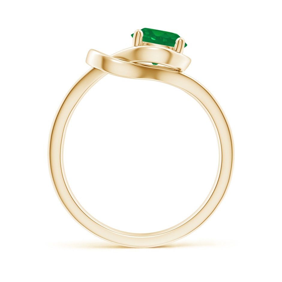 6mm AA Solitaire Emerald Infinity Knot Ring in Yellow Gold side 199