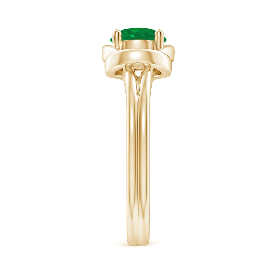 6mm AA Solitaire Emerald Infinity Knot Ring in Yellow Gold side 299