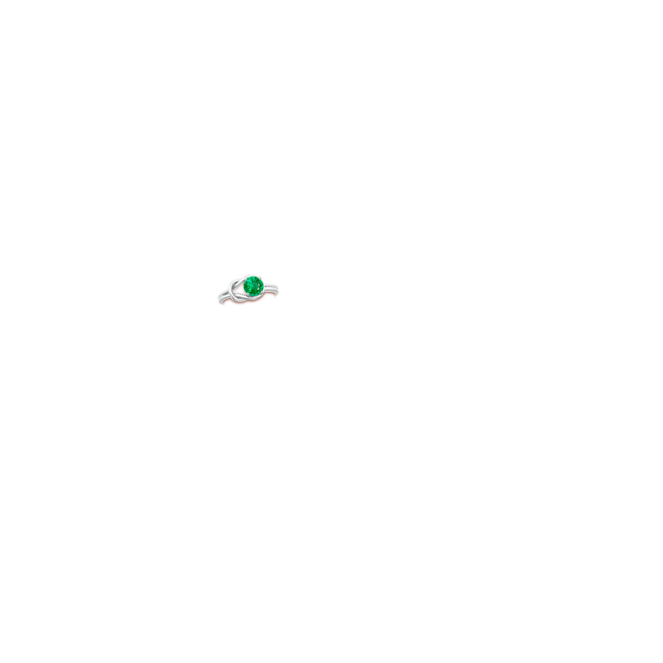 6mm AAA Solitaire Emerald Infinity Knot Ring in White Gold hand