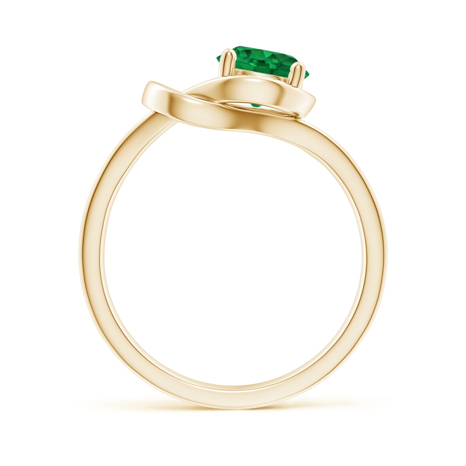 6mm AAA Solitaire Emerald Infinity Knot Ring in Yellow Gold side 199
