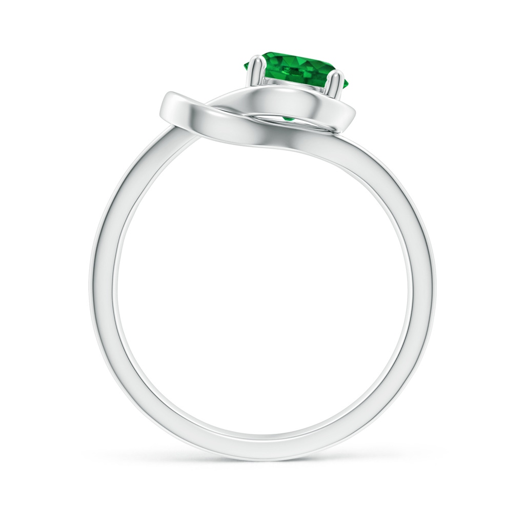 6mm AAAA Solitaire Emerald Infinity Knot Ring in P950 Platinum Side 199