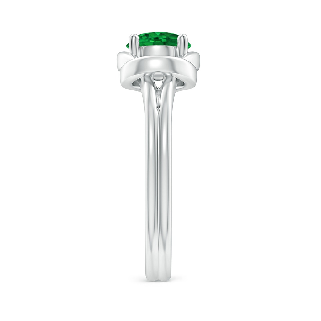 6mm AAAA Solitaire Emerald Infinity Knot Ring in P950 Platinum Side 299