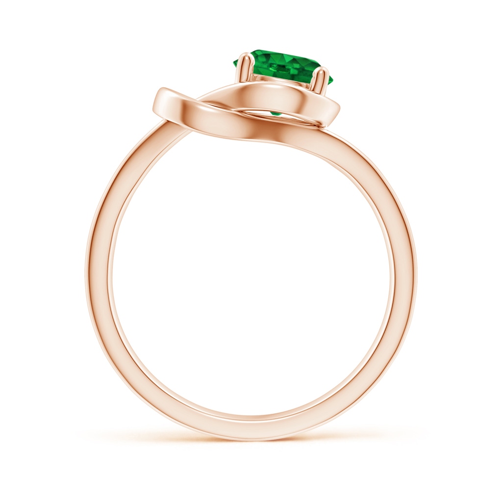 6mm AAAA Solitaire Emerald Infinity Knot Ring in Rose Gold Side 199