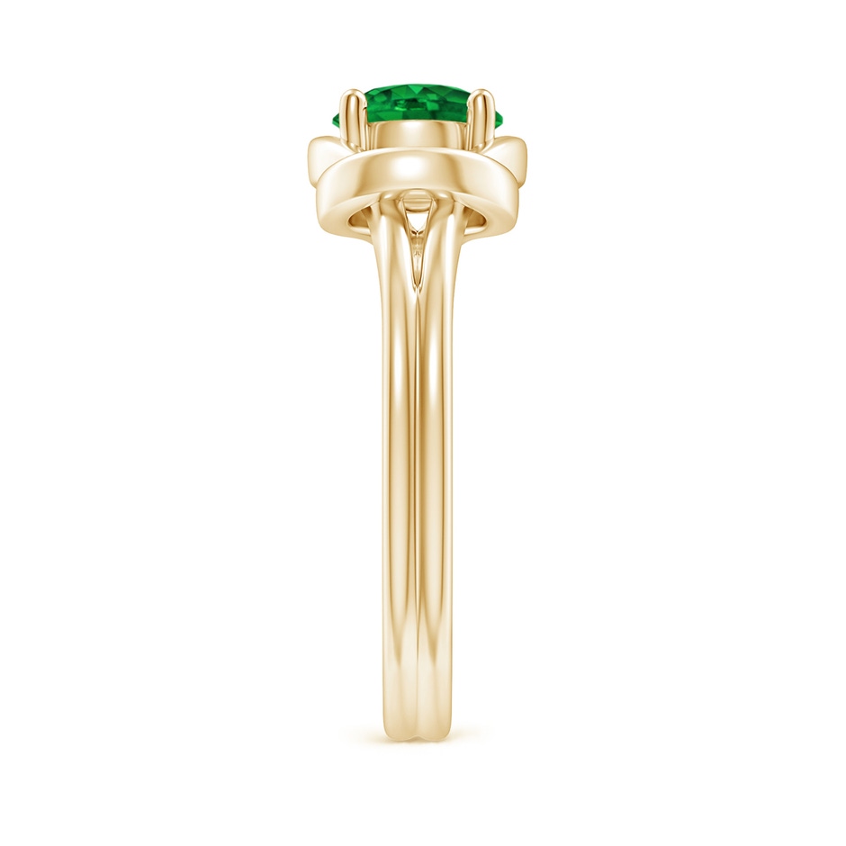 6mm AAAA Solitaire Emerald Infinity Knot Ring in Yellow Gold side 299
