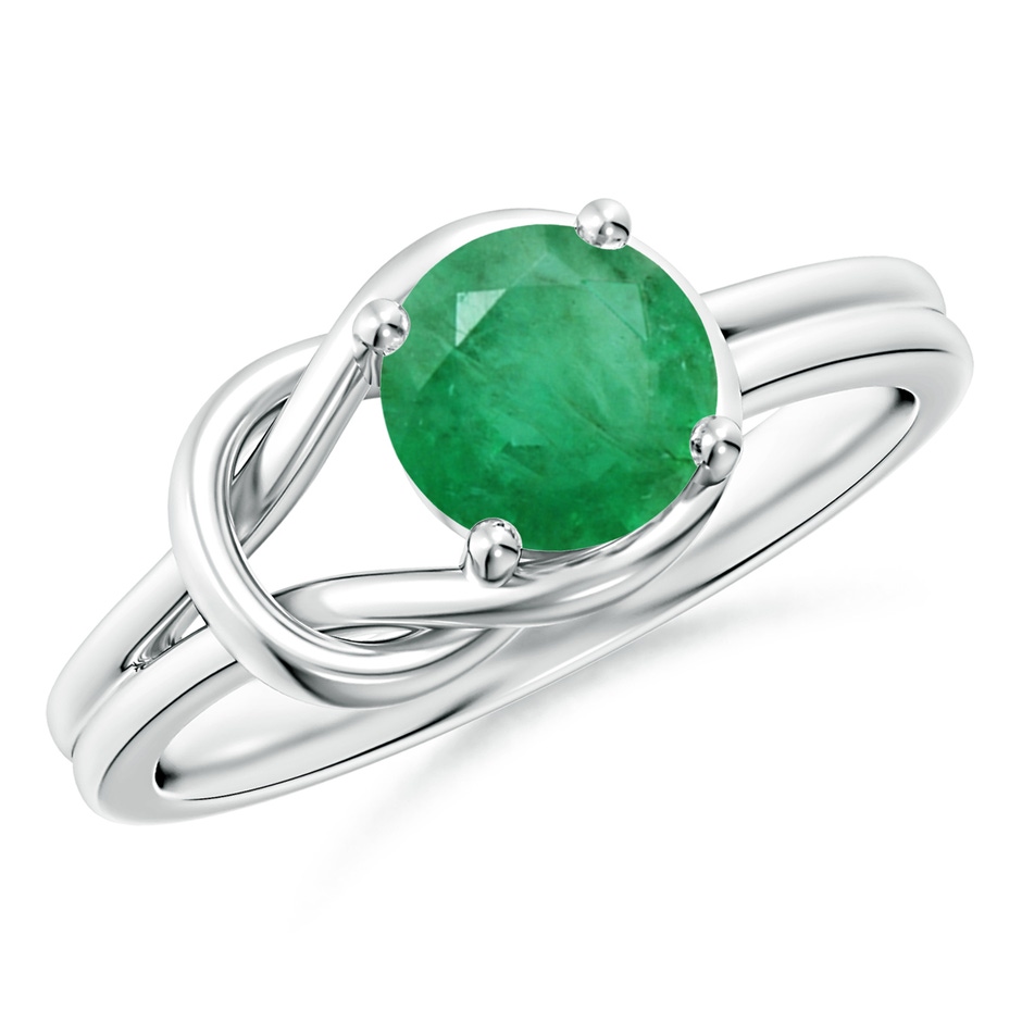 7mm A Solitaire Emerald Infinity Knot Ring in P950 Platinum 