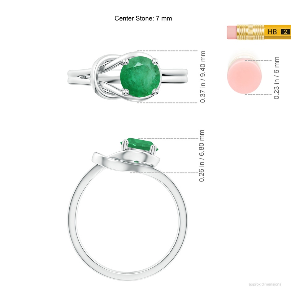 7mm A Solitaire Emerald Infinity Knot Ring in P950 Platinum ruler