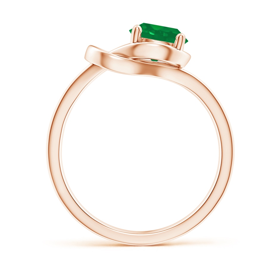 7mm AA Solitaire Emerald Infinity Knot Ring in Rose Gold side 199