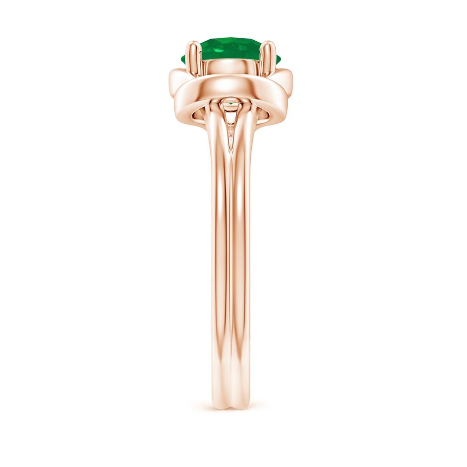 7mm AA Solitaire Emerald Infinity Knot Ring in Rose Gold side 299