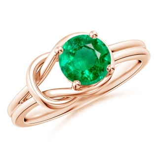 7mm AAA Solitaire Emerald Infinity Knot Ring in 9K Rose Gold