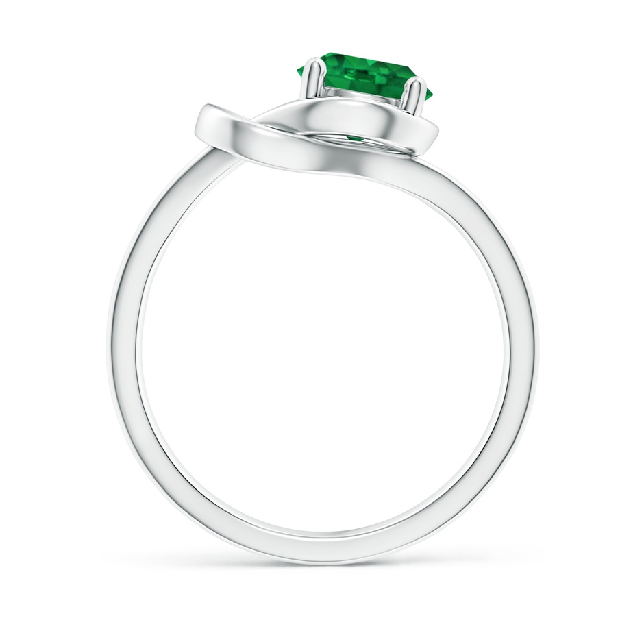 7mm AAA Solitaire Emerald Infinity Knot Ring in White Gold side 199