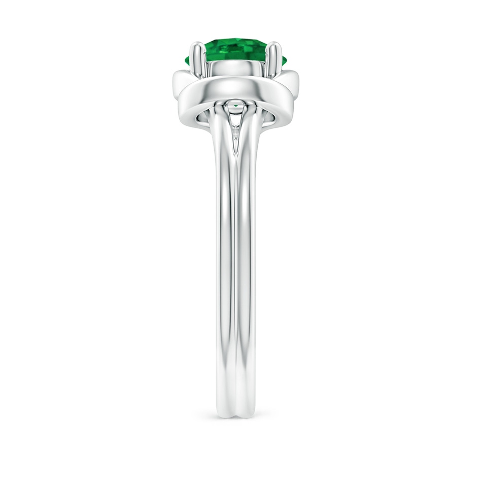 7mm AAA Solitaire Emerald Infinity Knot Ring in White Gold side 299