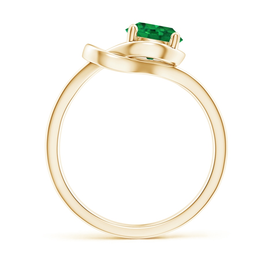 7mm AAA Solitaire Emerald Infinity Knot Ring in Yellow Gold side 199
