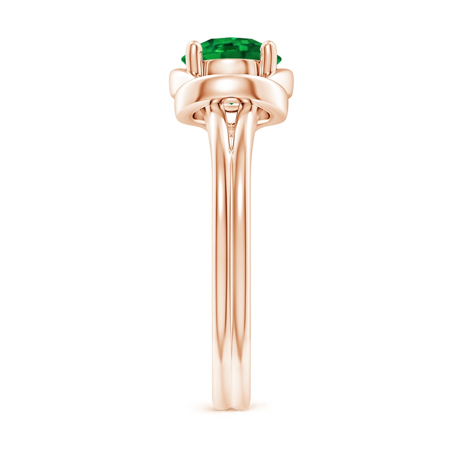 7mm AAAA Solitaire Emerald Infinity Knot Ring in 9K Rose Gold side 299