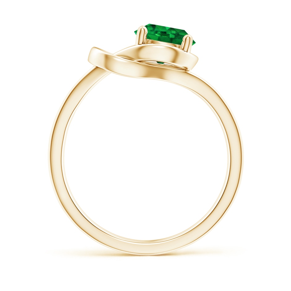 7mm AAAA Solitaire Emerald Infinity Knot Ring in Yellow Gold side 199