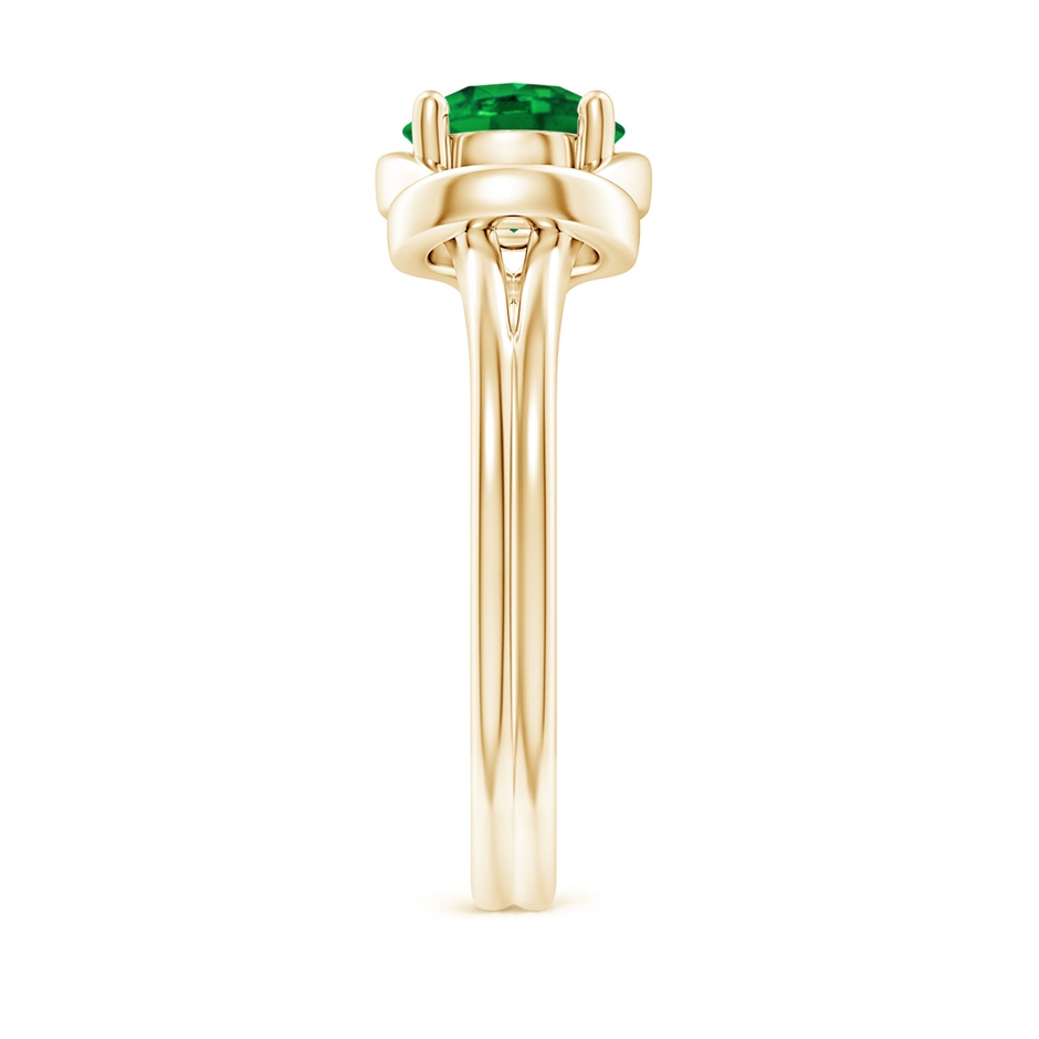 7mm AAAA Solitaire Emerald Infinity Knot Ring in Yellow Gold side 299