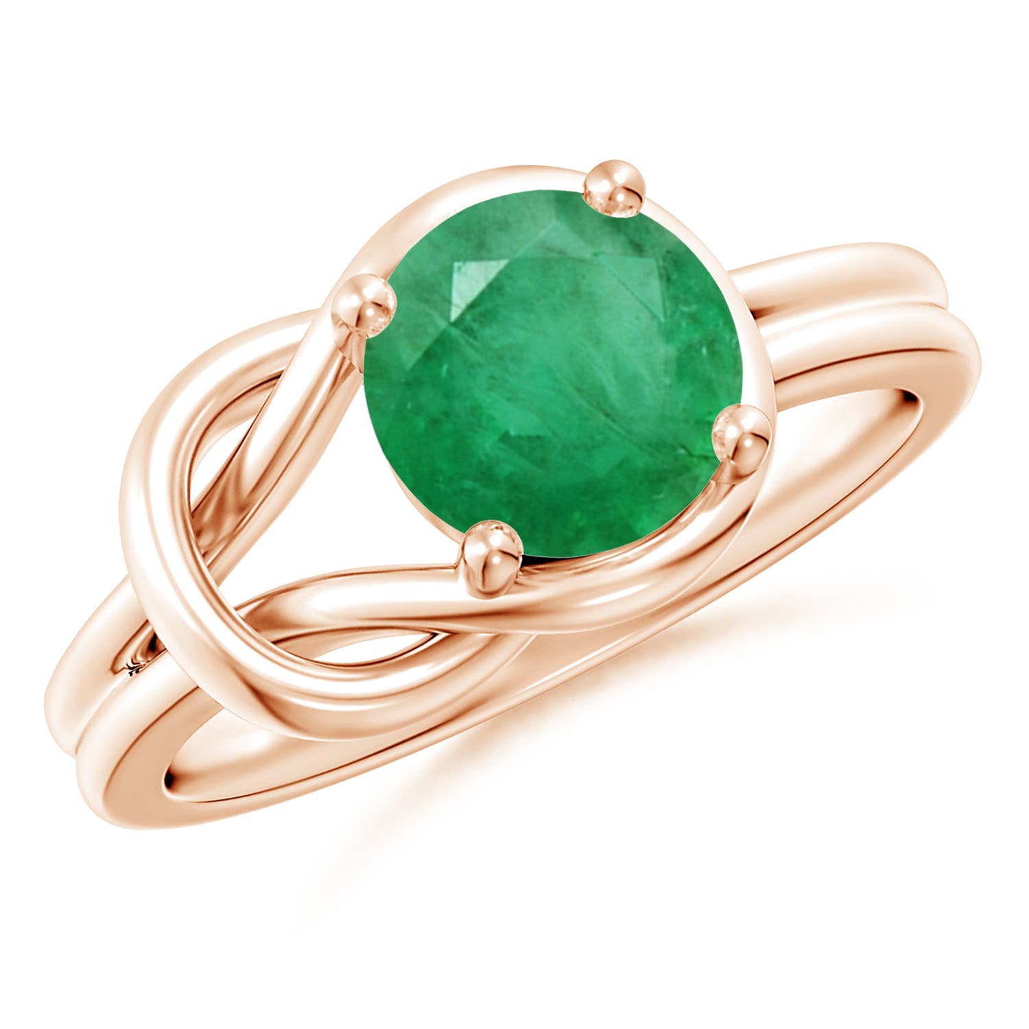 Angara Germany Angara 1.75 Carats Solitaire Emerald Infinity Knot Engagement Ring in 14K Rose Gold SR0415E-RG-A-8