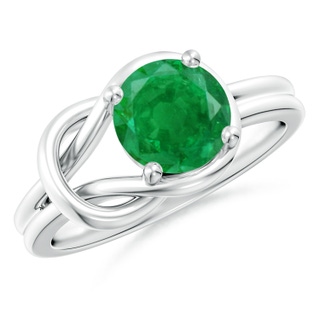 8mm AA Solitaire Emerald Infinity Knot Ring in P950 Platinum