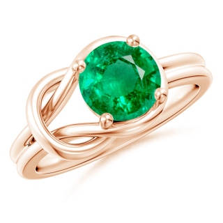 8mm AAA Solitaire Emerald Infinity Knot Ring in Rose Gold