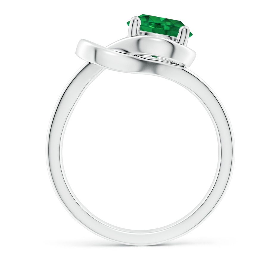 8mm AAA Solitaire Emerald Infinity Knot Ring in White Gold side 199