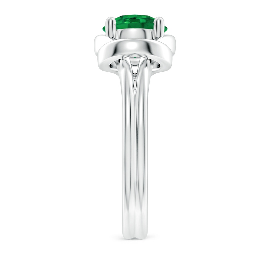 8mm AAA Solitaire Emerald Infinity Knot Ring in White Gold side 299