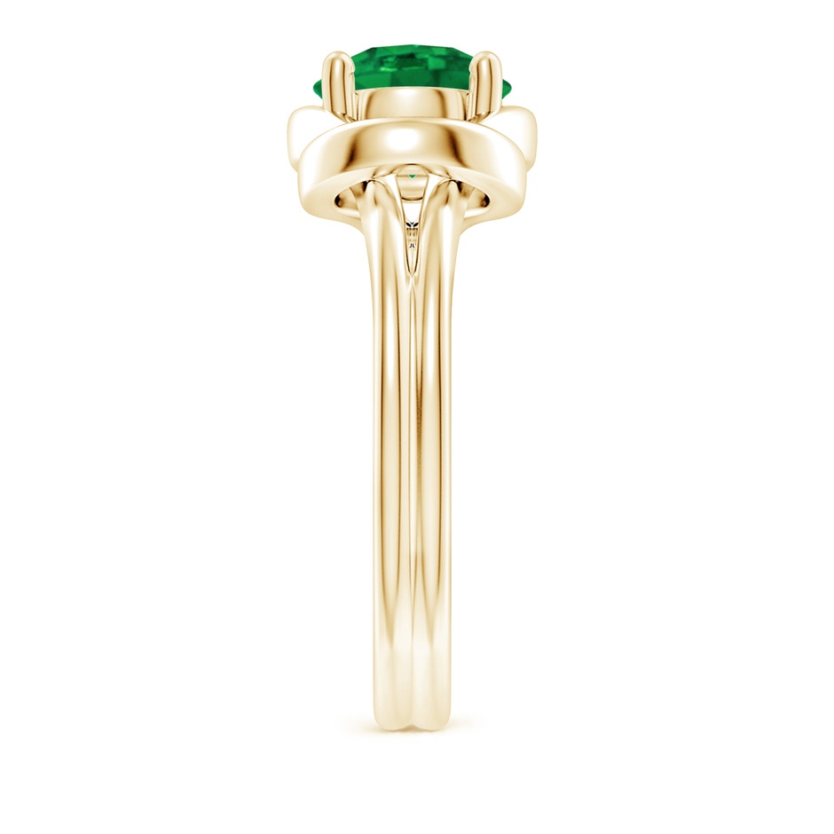 8mm AAA Solitaire Emerald Infinity Knot Ring in Yellow Gold side 299