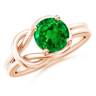 8mm AAAA Solitaire Emerald Infinity Knot Ring in 9K Rose Gold