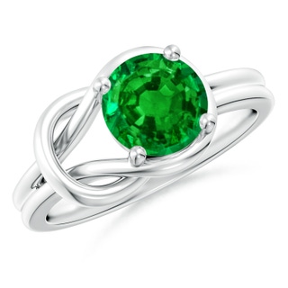 8mm AAAA Solitaire Emerald Infinity Knot Ring in P950 Platinum