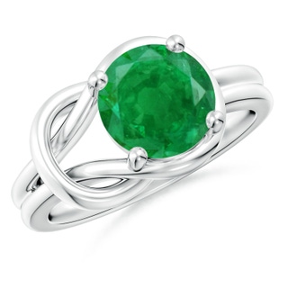 9mm AA Solitaire Emerald Infinity Knot Ring in P950 Platinum