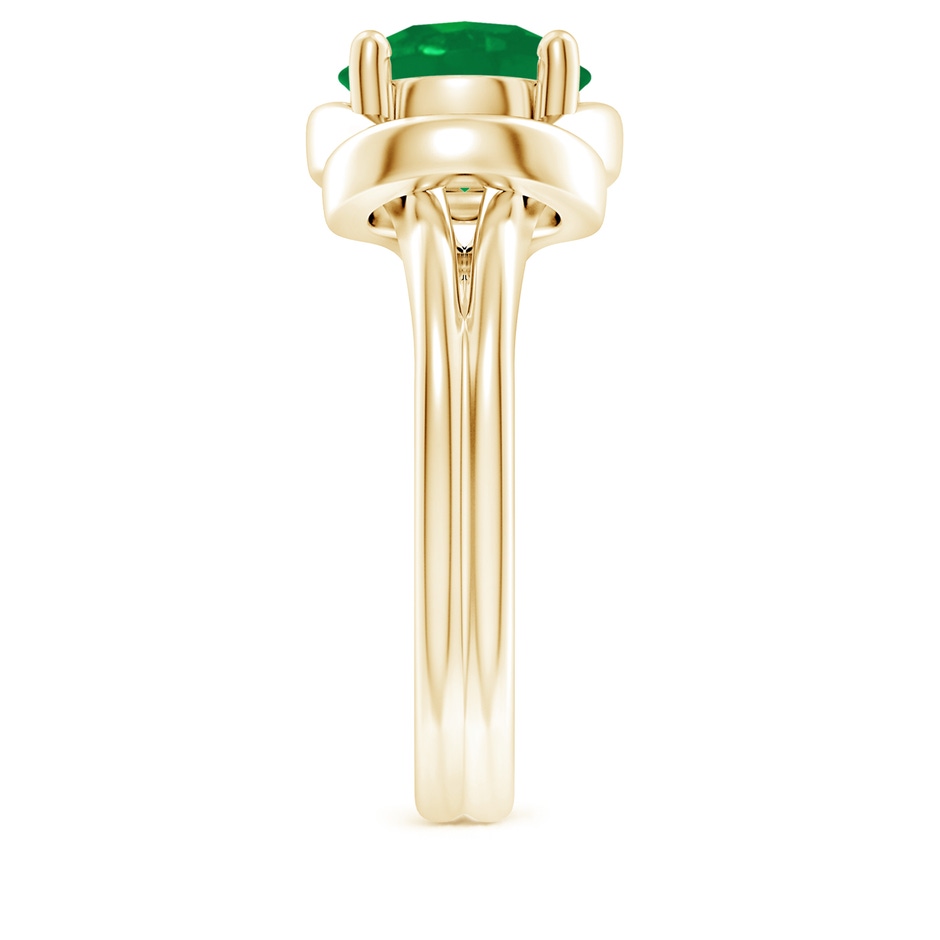 9mm AA Solitaire Emerald Infinity Knot Ring in Yellow Gold side 299