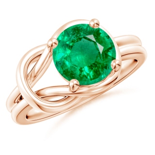 9mm AAA Solitaire Emerald Infinity Knot Ring in 10K Rose Gold