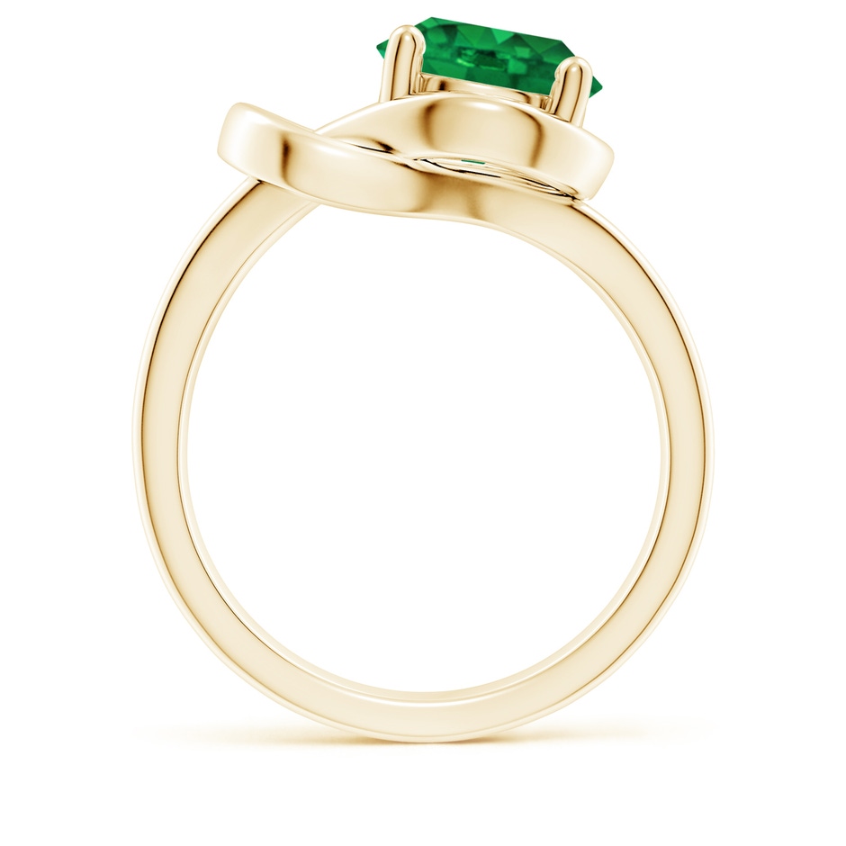 9mm AAA Solitaire Emerald Infinity Knot Ring in Yellow Gold side 199