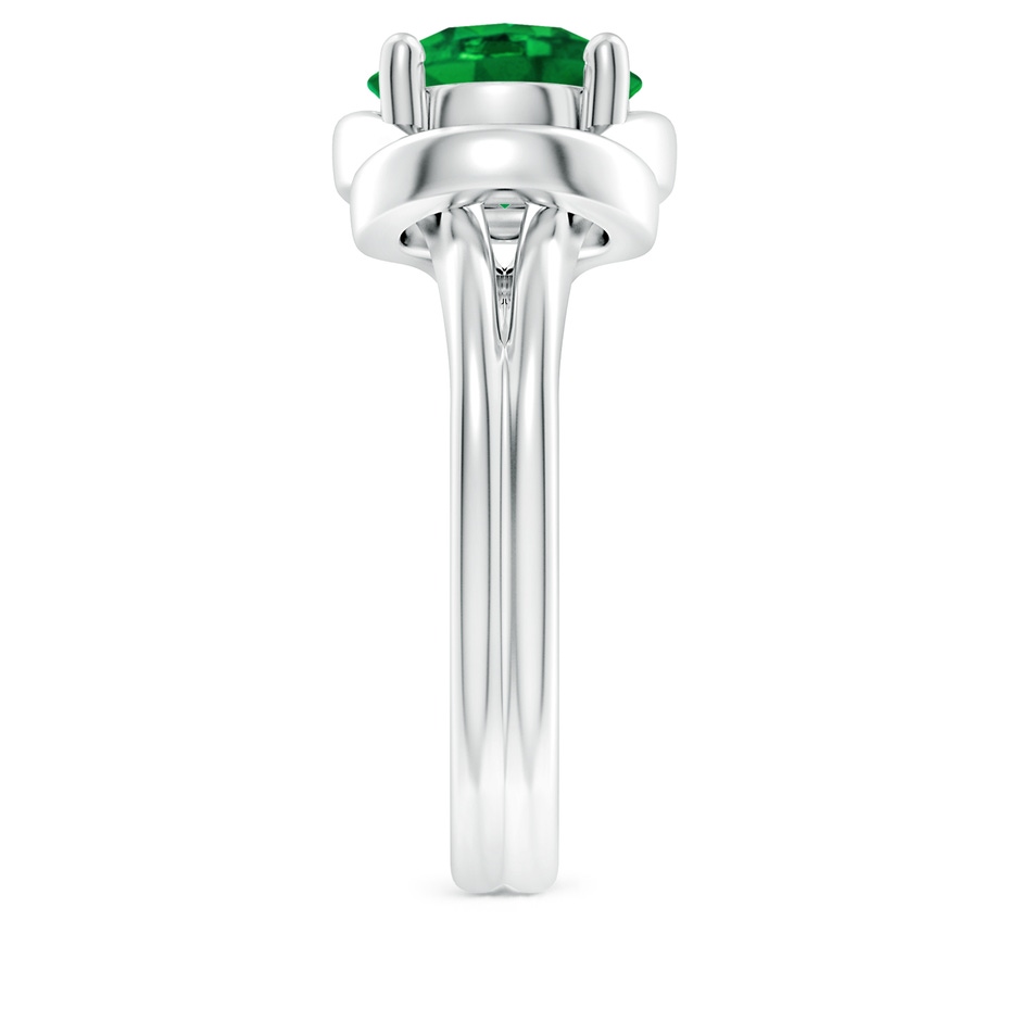 9mm AAAA Solitaire Emerald Infinity Knot Ring in P950 Platinum side 299