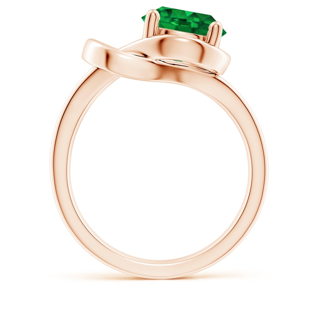 9mm AAAA Solitaire Emerald Infinity Knot Ring in Rose Gold Side 199