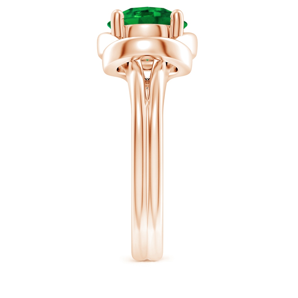 9mm AAAA Solitaire Emerald Infinity Knot Ring in Rose Gold Side 299