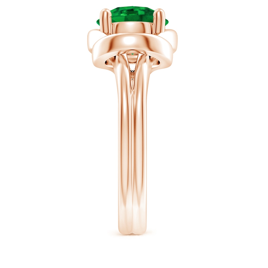 9mm AAAA Solitaire Emerald Infinity Knot Ring in Rose Gold side 299